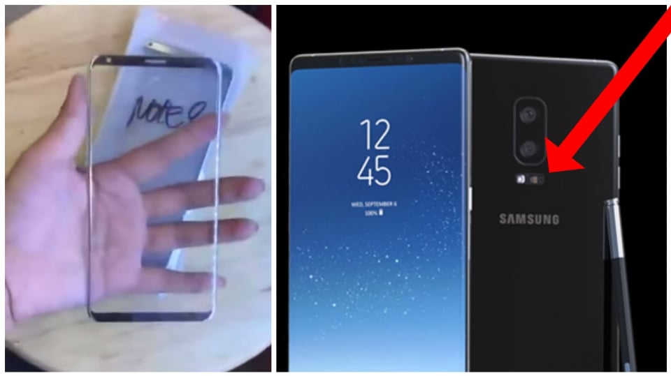 Čelní panel Samsungu Note 8 na první fotce